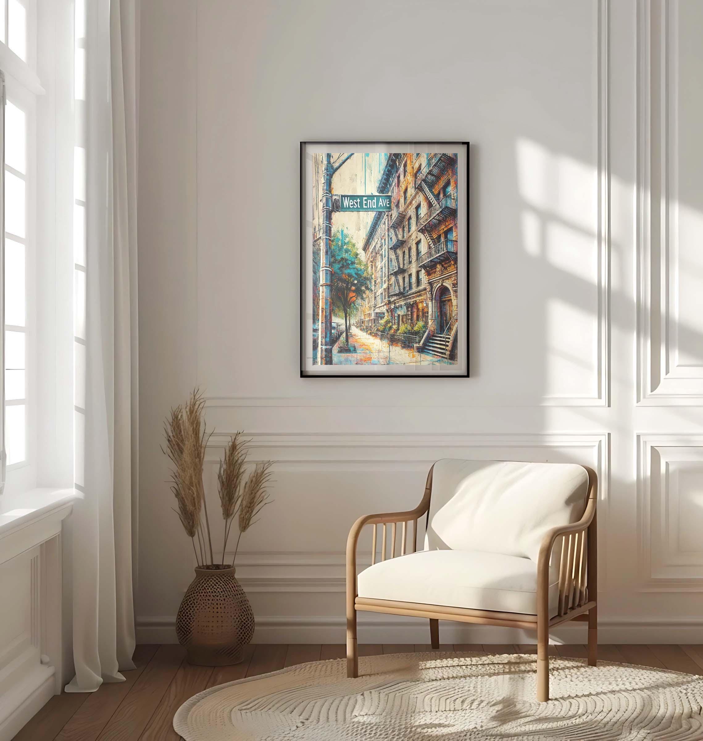 West End Ave Print - Manhattan Wall Art, NYC Travel Poster, New York City Artwork, Housewarming Gift, Urban Home Decor, West End Avenue Map