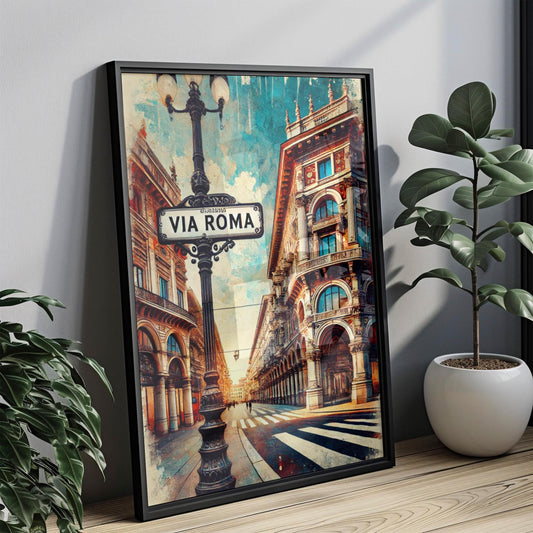 Via Roma Wall Art Print - Turin Italy Travel Poster, Italian Decor, Italy Gift, Housewarming & Travel Print