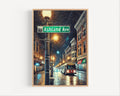 Ashland Ave Oil Painting Art Print: Chicago Street Sign Travel Poster