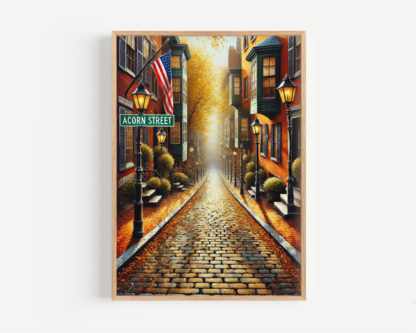 Acorn Street, Boston Print: Historic Cobblestone Street Art