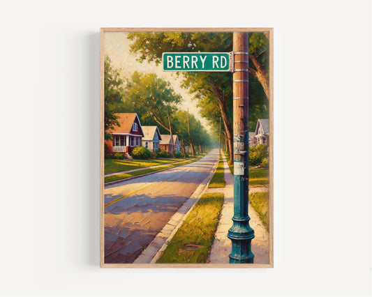 Berry Rd Wall Art Print - St. Louis Travel Poster & Missouri Souvenir, Housewarming Gift, Berry Road St. Louis Art Decor