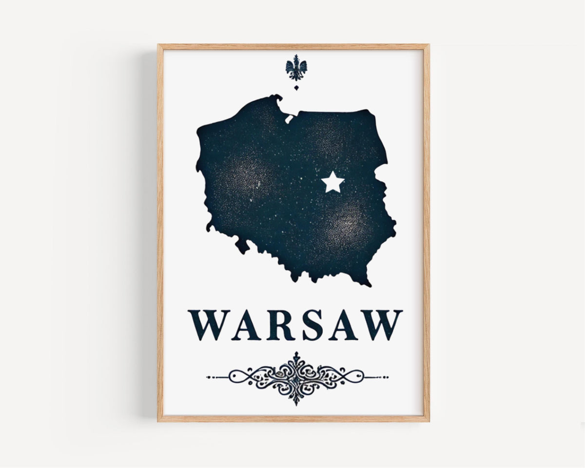 Warsaw Map Wall Art - Warsaw, Poland