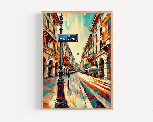Verona Wall Art Via Mazzini Print Travel Poster Italian Decor Verona Gift Housewarming Gift