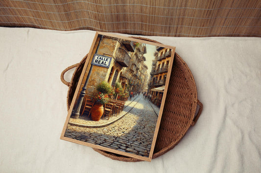 Calle Real Wall Art Print - La Coruna Travel Poster, Spain Decor, Housewarming Gift, Spanish Cityscape Artwork
