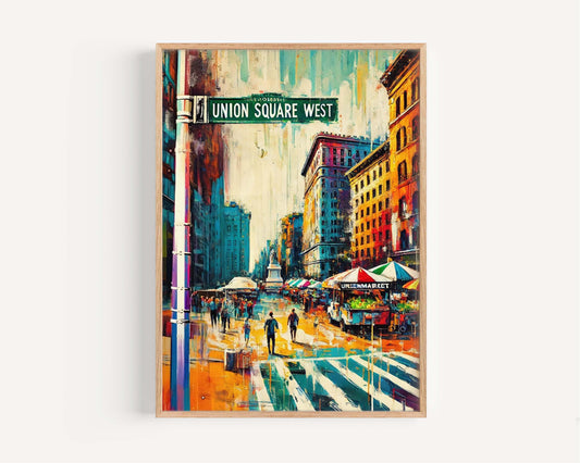 Union Square West Wall Art Print, Manhattan NYC Travel Poster, New York City Gift & Home Decor, Map Art, Housewarming Present