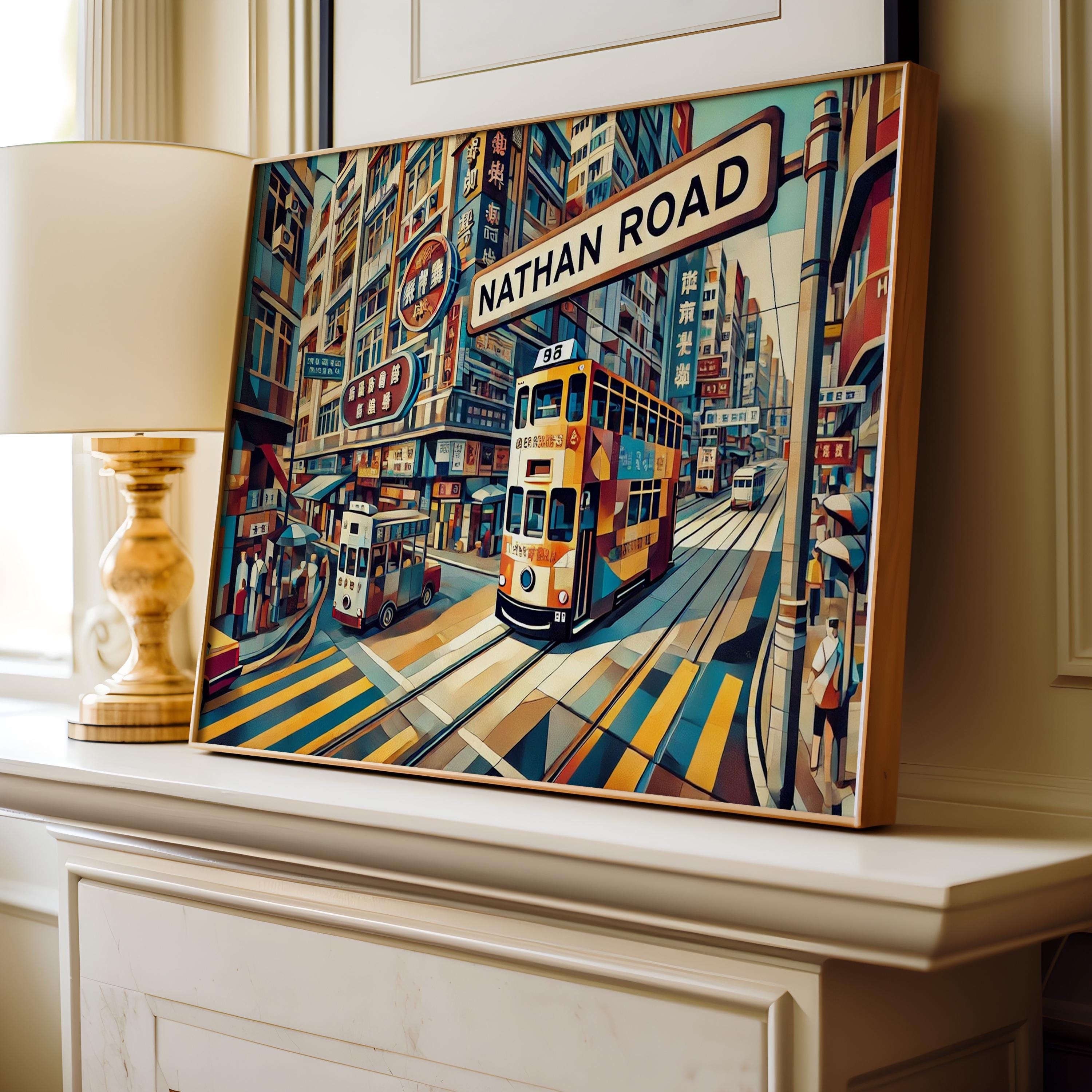 Nathan Road Print - Hong Kong Wall Art Travel Poster, Asian Artwork Gift, Housewarming & Home Decor, Nathan Rd Vintage Style