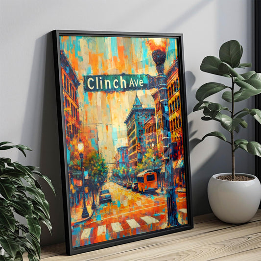 Knoxville Clinch Ave Wall Art - Travel Poster, Knoxville Gift, Housewarming Decor, Map Print, Unique Tennessee City Art