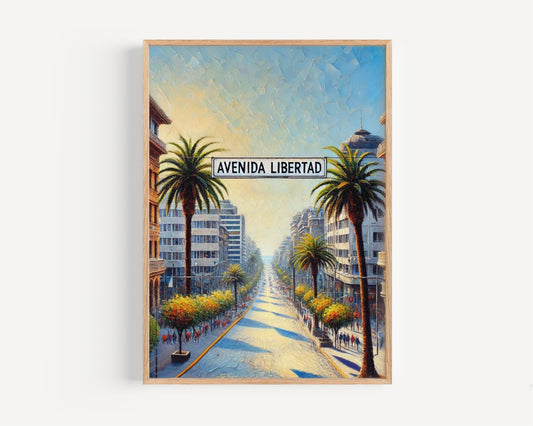 Chile Avenida Libertad Wall Art Print - South American Travel Poster, Chile Gift, Housewarming Decor, Unique Chilean Art for Home & Office
