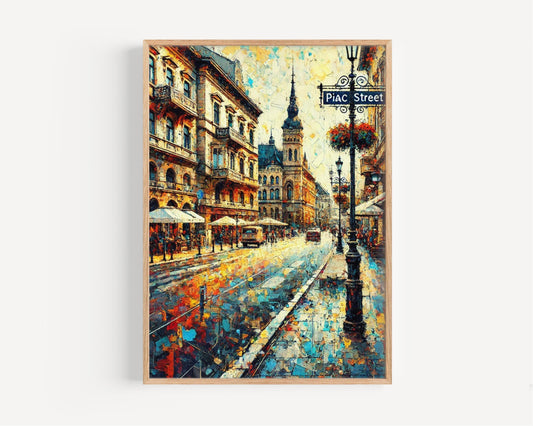 Hungary Piac St Wall Art Print - Debrecen Travel Poster & Gift, Housewarming Hungary Art Decor
