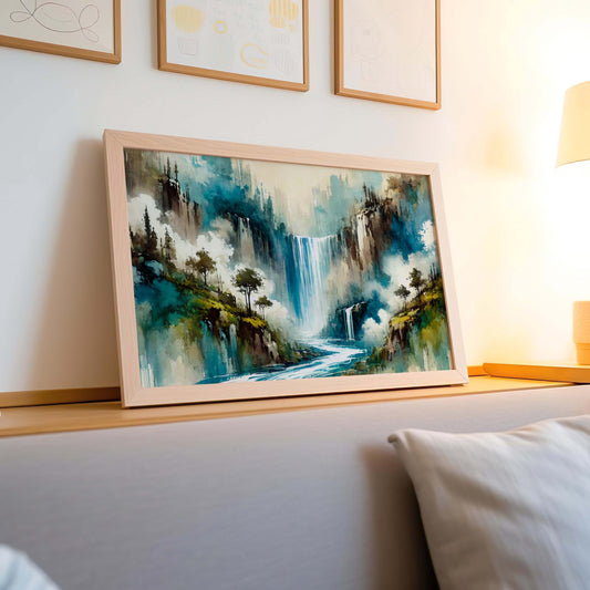 Nature Gift Waterfall Wall Art Print - Tranquil Stream Nature Decor for Home, Housewarming & Family Art, New Home Gift