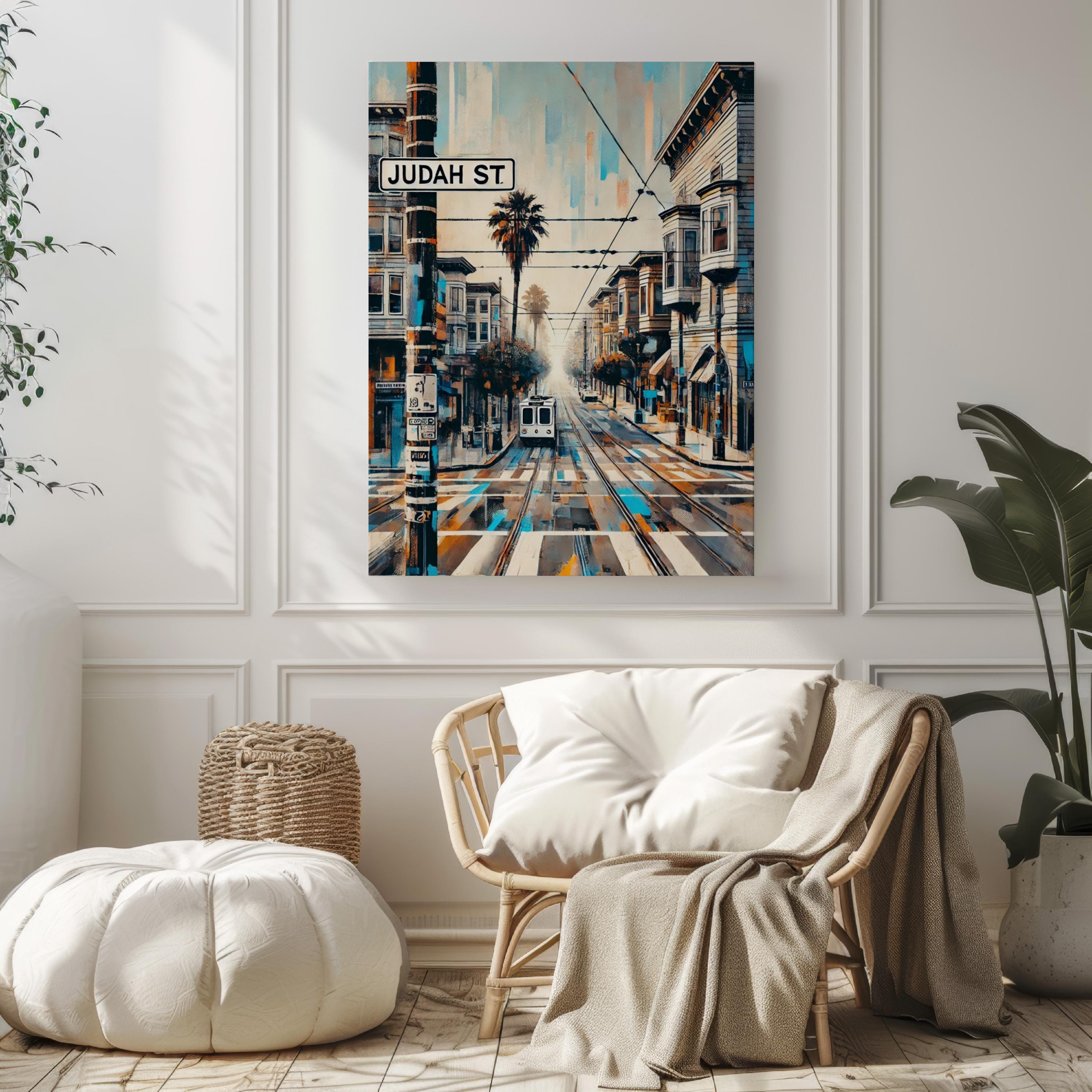 San Francisco Judah St Wall Art - Modern Travel Poster, California Street Print, Unique City Artwork, Housewarming Gift, San Fran Decor