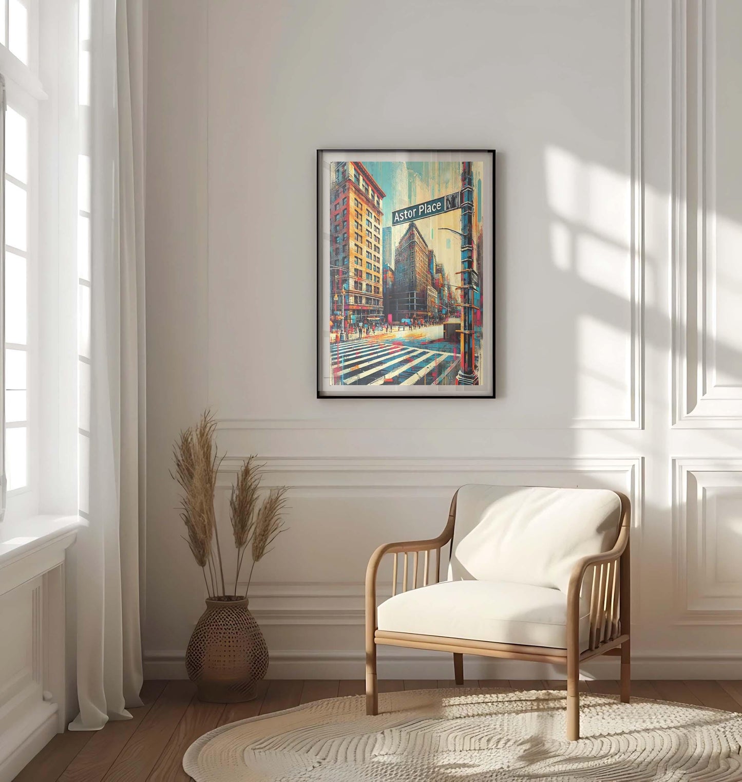 Astor Place Print – Manhattan Wall Art, NYC Travel Poster, New York City Gift, Housewarming Decor, Unique Manhattan Art Illustration