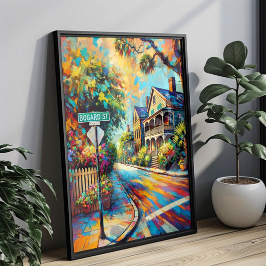 Charleston Bogard St Wall Art Print - South Carolina Travel Poster, Charleston Gift, Housewarming Decor, Unique Cityscape Artwork