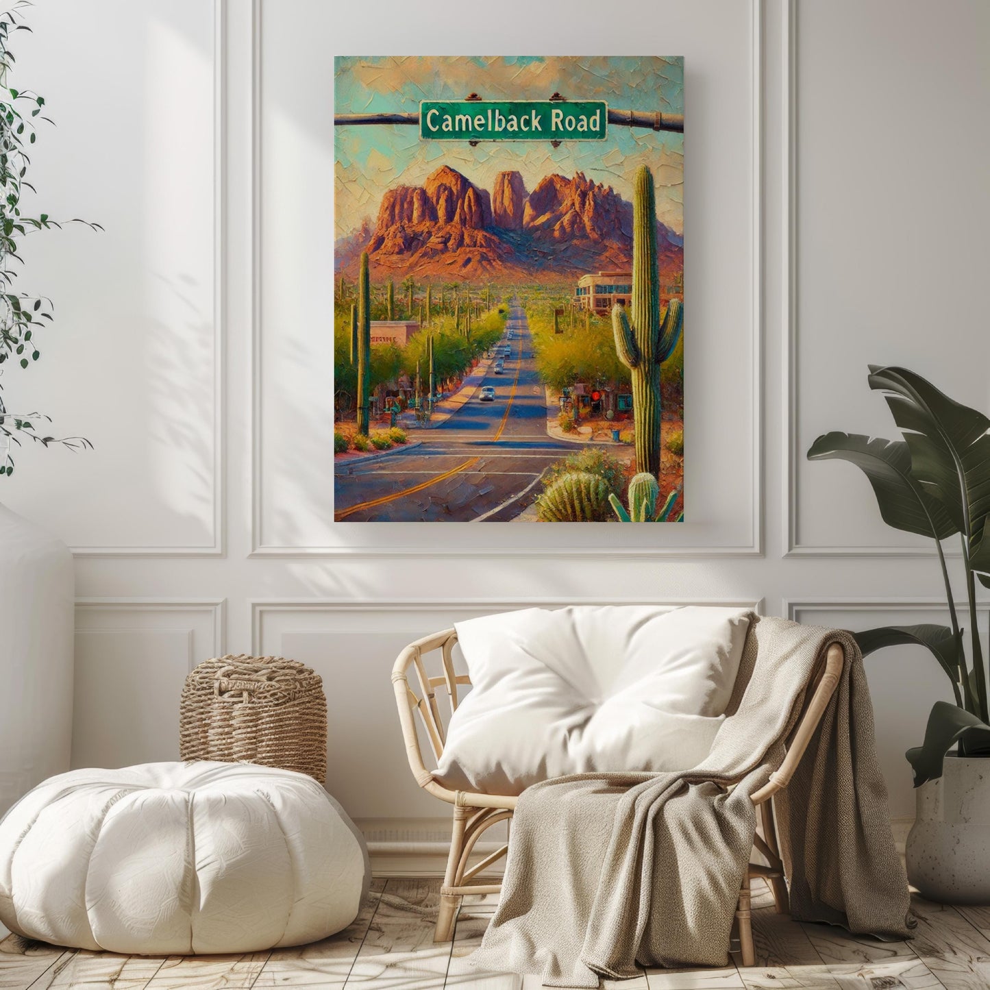 Camelback Road Wall Art, Arizona Street Sign Print, Phoenix Landscape Decor, Desert Cacti Scene, Travel Souvenir, Modern City Scene, Gift