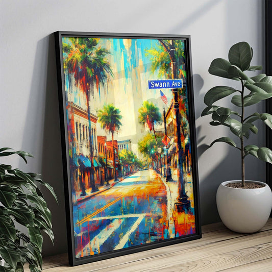 Swann Avenue Print Tampa Wall Art, Florida Travel Poster, Housewarming Gift, Coastal Home Decor, Florida Art, Tampa Bay Gift