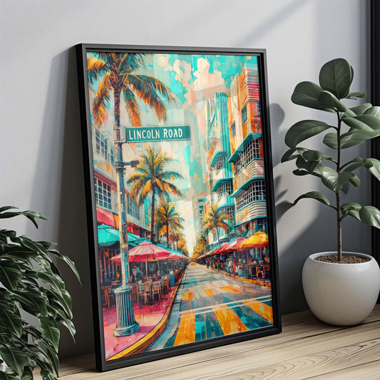 Lincoln Road Print Miami Beach Art Travel Poster Florida Wall Art Housewarming Gift Coastal Decor