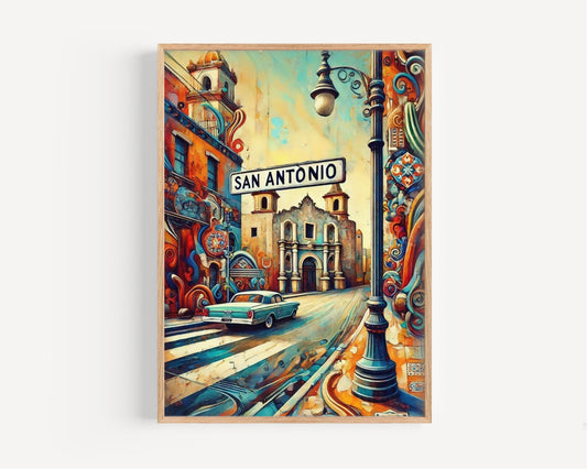 San Antonio Wall Art Print - Texas Travel Poster, USA Souvenir, Housewarming Gift, San Antonio Texas Artwork Decor