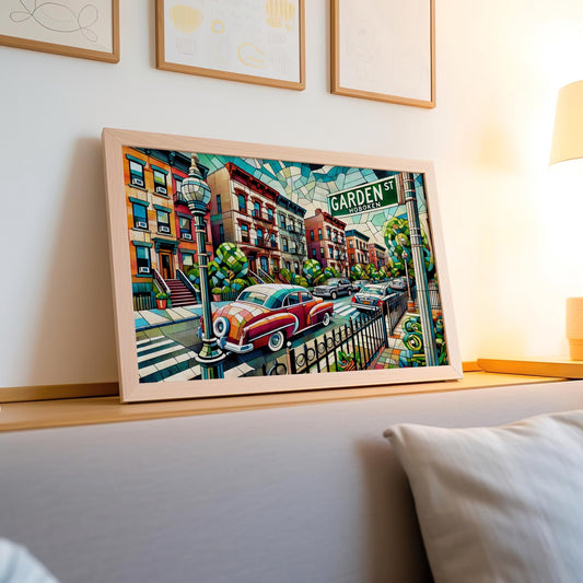 Garden Street Wall Art Hoboken Cubism Print Jersey City Travel Poster Hudson County Gift Housewarming Decor