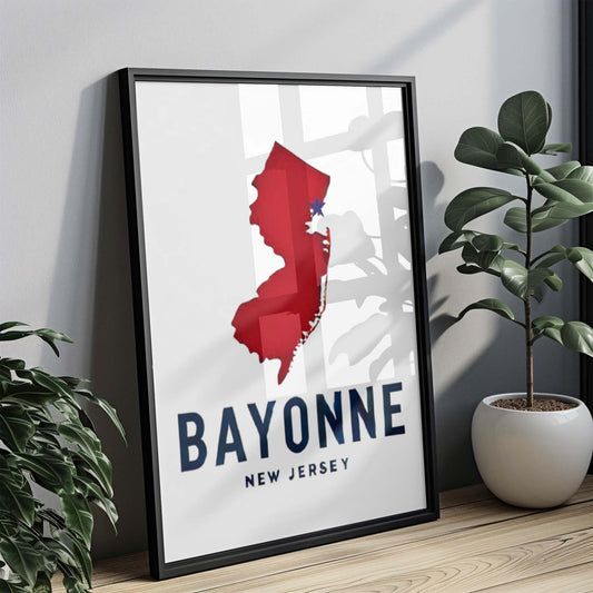 Bayonne Print New Jersey Wall Art Travel Decor NJ Artwork Housewarming Gift College Dorm Room Bayonne Map Poster