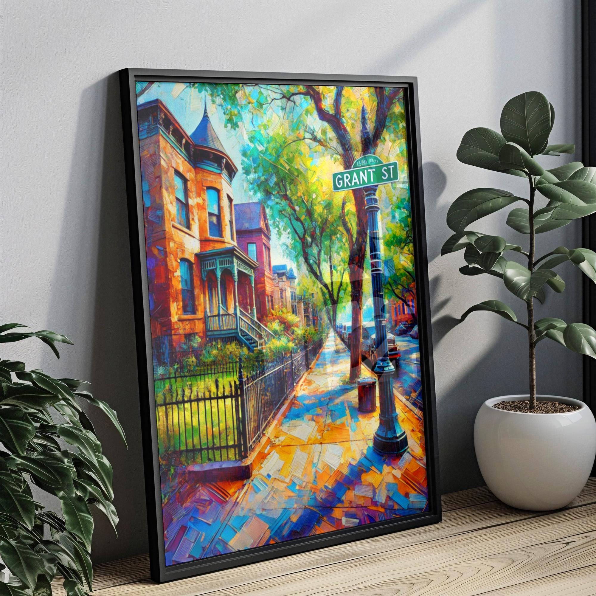 Denver Grant St Wall Art Print, Colorado Travel Poster, Denver Gift, Housewarming Decor, Modern Cityscape Artwork, Unique Wall Decor