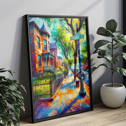 Denver Grant St Wall Art Print, Colorado Travel Poster, Denver Gift, Housewarming Decor, Modern Cityscape Artwork, Unique Wall Decor