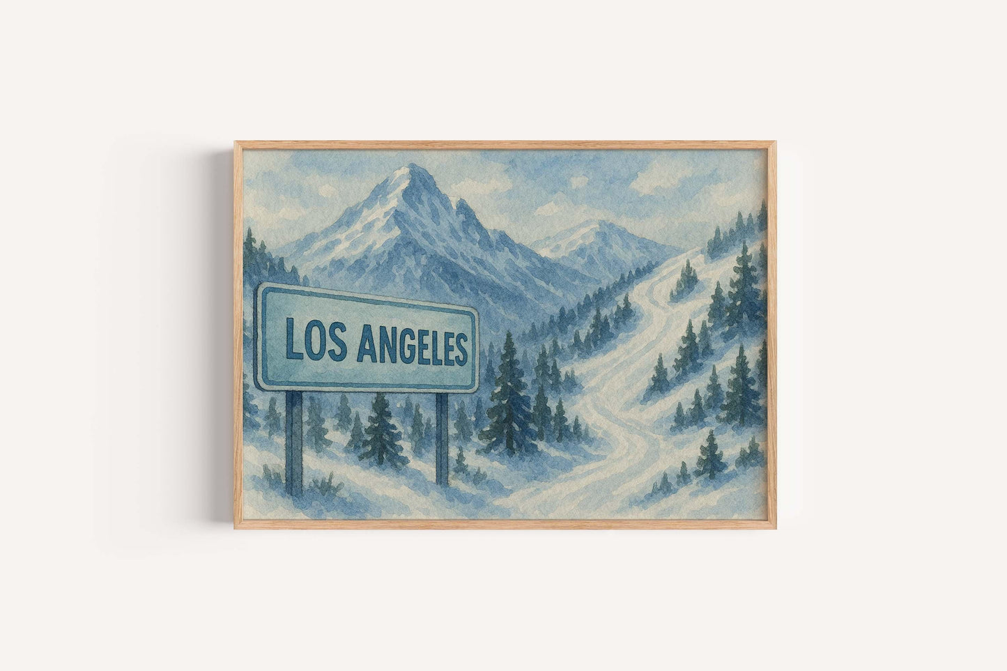 Los Angeles Ski Mountain City Map Wall Art | Urban Decor, Hollywood Art, LA Skyline, Modern Travel Print, Street Map, West Coast Art