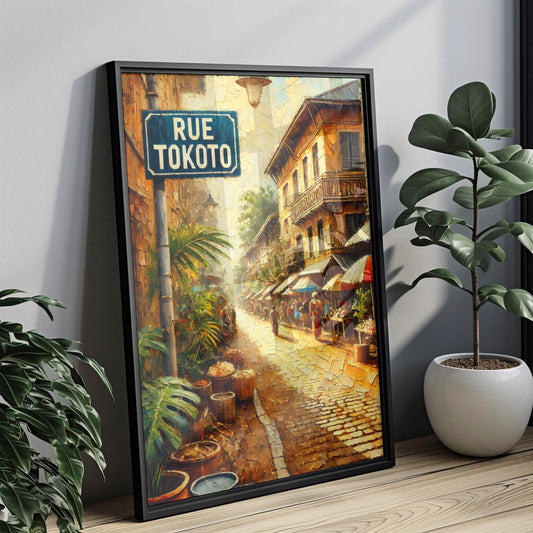Rue Tokoto Wall Art, Douala Street Scene Print, Cameroon Artwork, Travel Poster, Cityscape Decor, Housewarming Gift