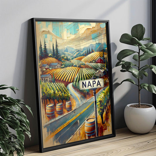 California Napa Wall Art Print, Travel Poster, Cali Decor, Housewarming Gift, US Art, California Gift, Home Decor, Winery Landscape