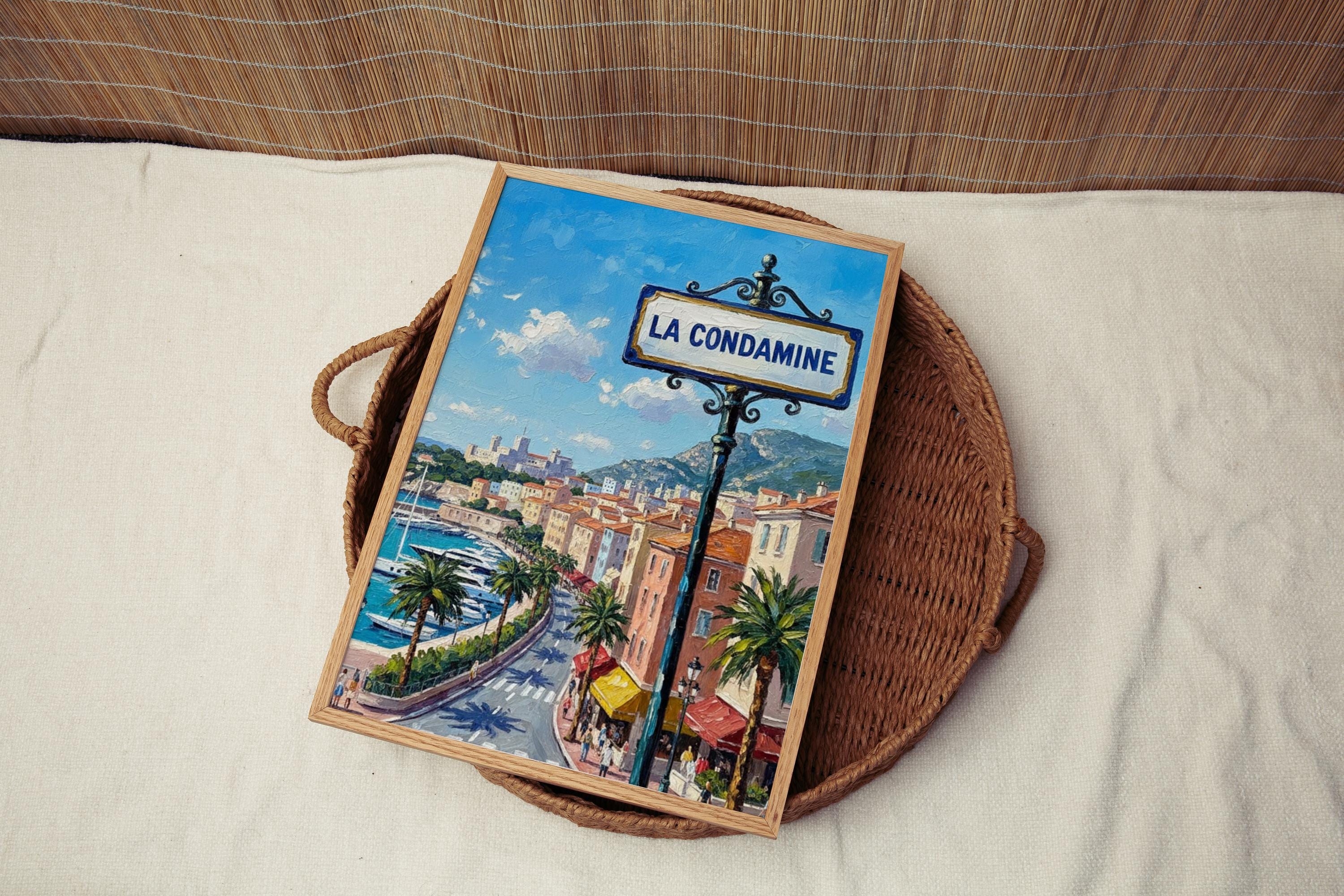 La Condamine Wall Art Print: Monaco Port District Travel Poster