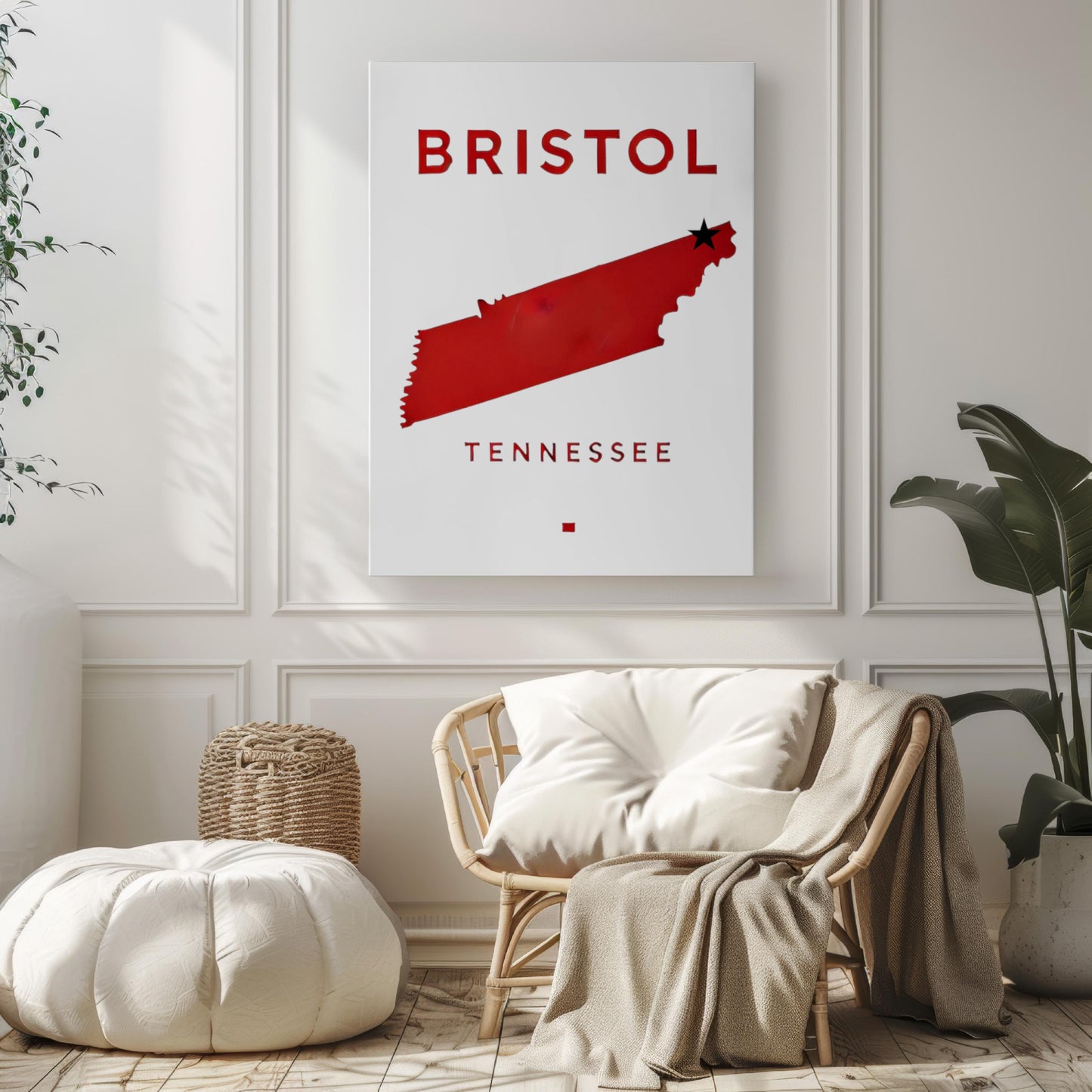 Bristol Wall Art Tennessee Print Travel Map Home Decor TN Gift Housewarming & College Room Decor