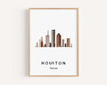 Houston Print Wall Art - Texas Decor, Travel Gift, Houston Skyline, Housewarming & College Room Artwork, TX Map Print, Home Decoration