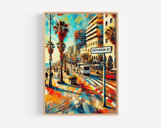 Wall Art HaYarkon St Print Tel Aviv Travel Poster Israel Gift Housewarming Decor Artwork