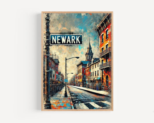 New Jersey Newark Wall Art Print – Travel Poster, USA Souvenir, New Jersey Gift & Housewarming Decor