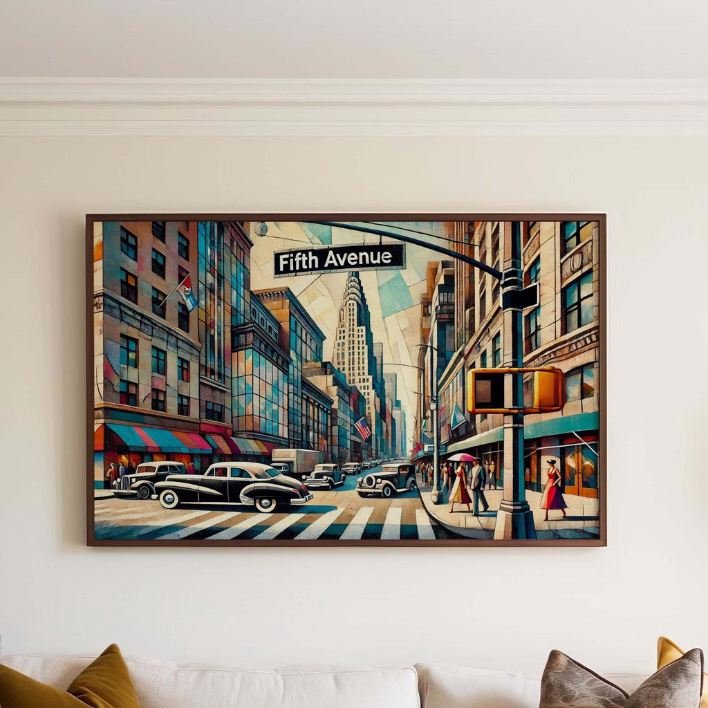 Manhattan Wall Art Cubism Print – NYC Travel Poster, Modern Urban Decor, 5th Street Cityscape Gift, Housewarming Artwork