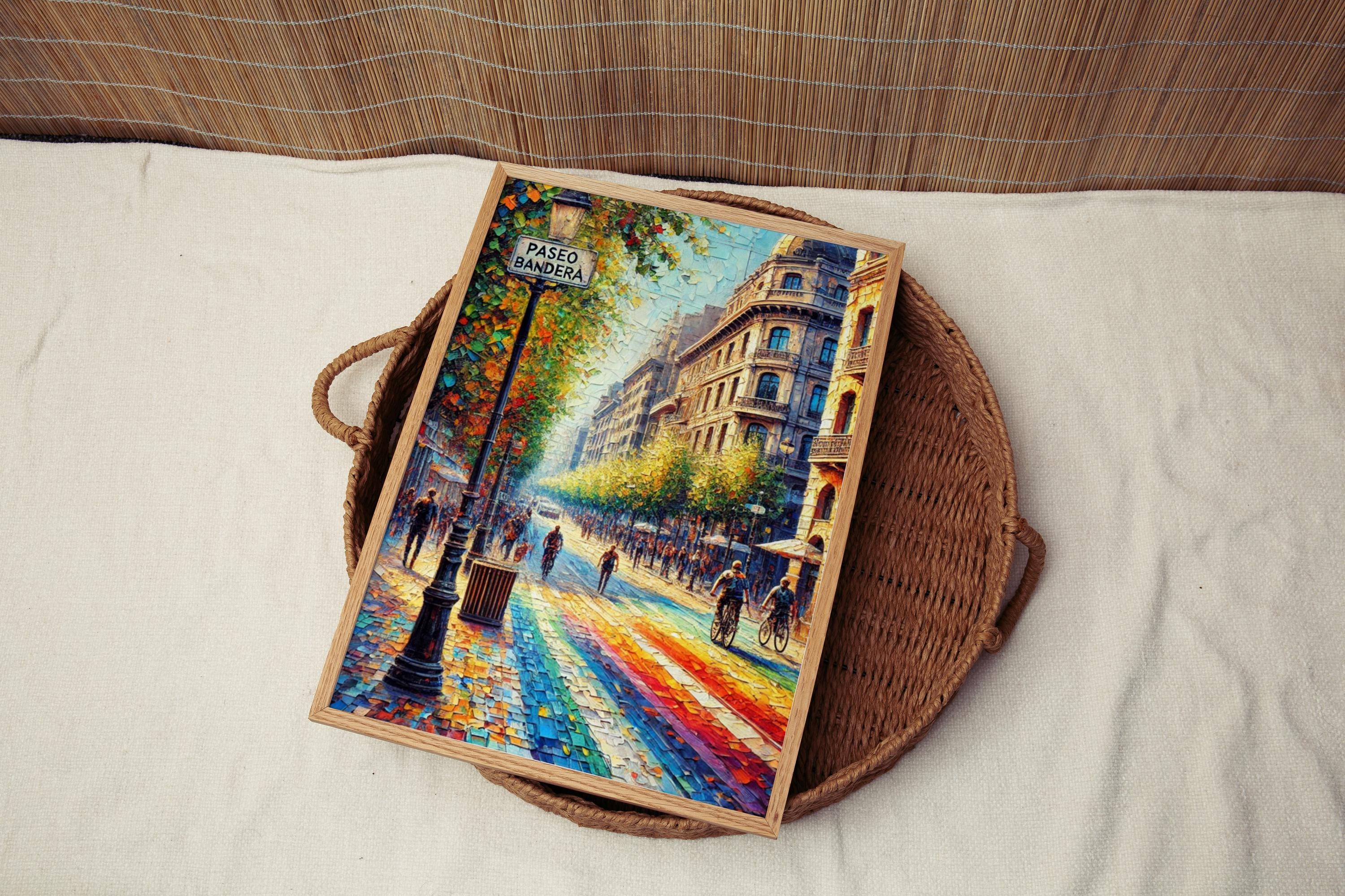 Paseo Bandera Wall Art, Santiago Chile Print, Cityscape Poster, Urban Street Scene, Colorful Pavement Art, Travel Souvenir, Home Décor, Gift