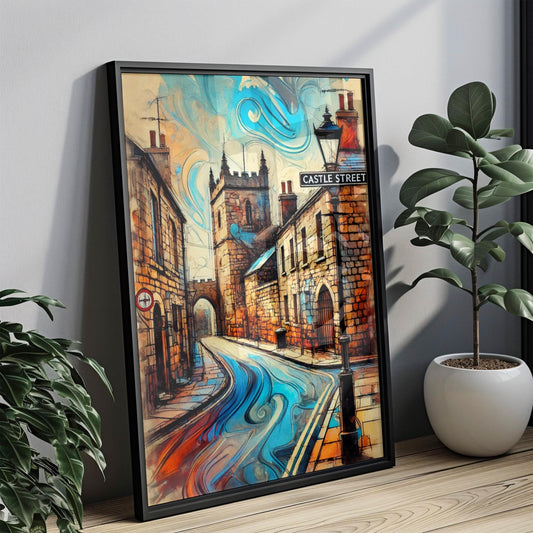Wall Art Castle St Print Canterbury England Travel Poster, Castle Street Artwork, Housewarming Gift, UK Gift, Cityscape Wall Decor
