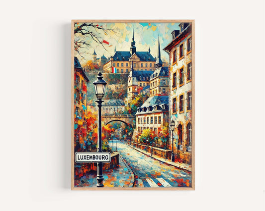 Luxembourg Art Print – Luxembourg City Wall Decor, Travel Poster, Housewarming Gift, Modern European Travel Wall Art