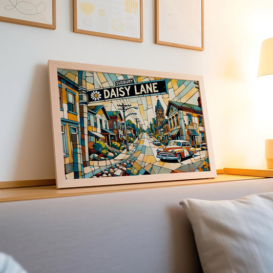 Daisy Lane Wall Art Print, Sudbury Ontario Travel Poster, Housewarming Gift, Ontario Home Decor, Daisy Ln Map Art, Canada Travel Print