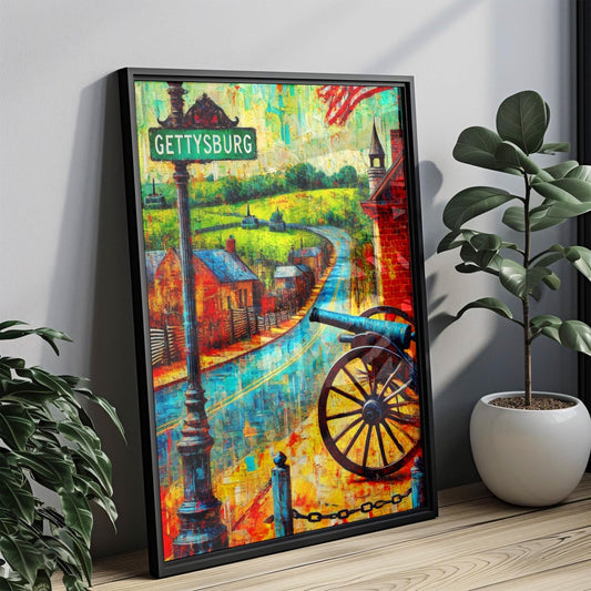 Gettysburg Wall Art Print, Pennsylvania Travel Poster, USA Home Decor, Housewarming Gift, Historical Map Illustration, Vintage Style Artwork