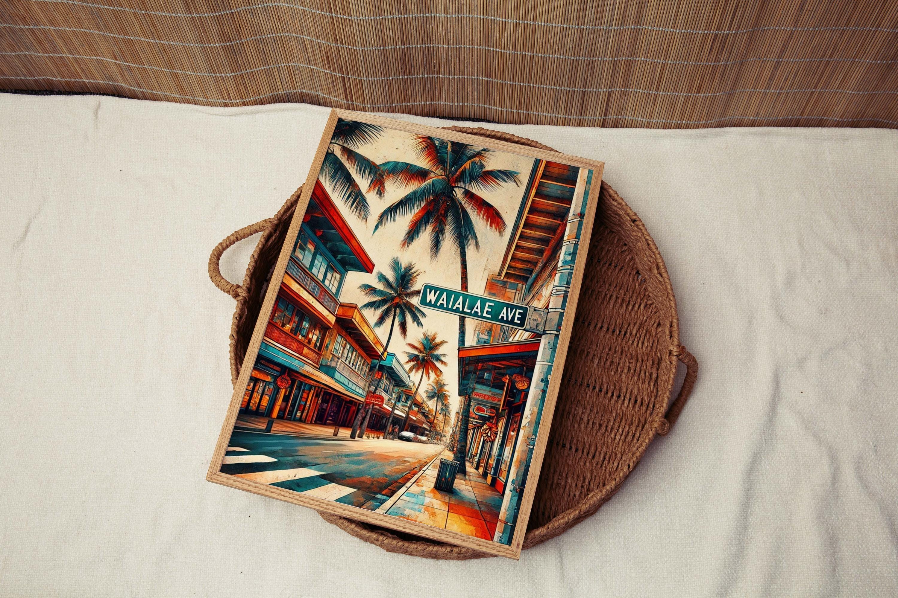 Waialae Ave Print - Oahu Wall Art, Hawaii Travel Poster, Honolulu Gift, Housewarming Decor, Waialae Avenue Map, Tropical Beach Print