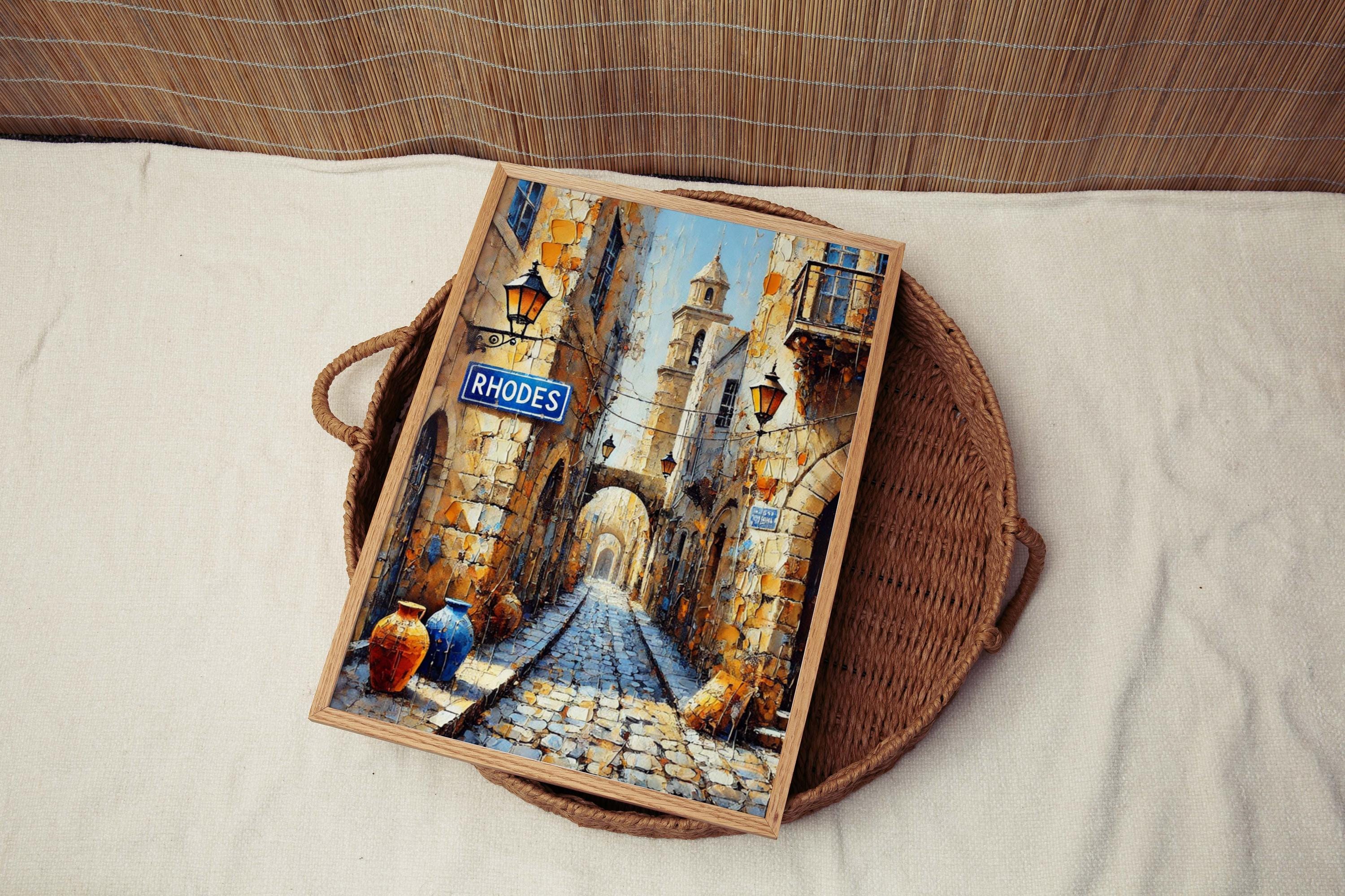 Rhodes Art - Greek Travel Print Wall Art, European Home Decor, Housewarming Gift, Rhodes Poster, Greece Artwork for Living Room & Office