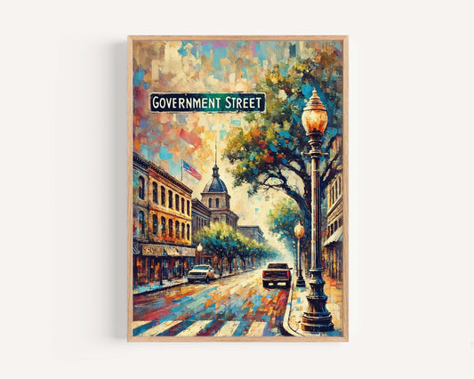 Government Street Wall Art - Baton Rouge Travel Print & LA Home Decor, Government St Poster, Housewarming Gift