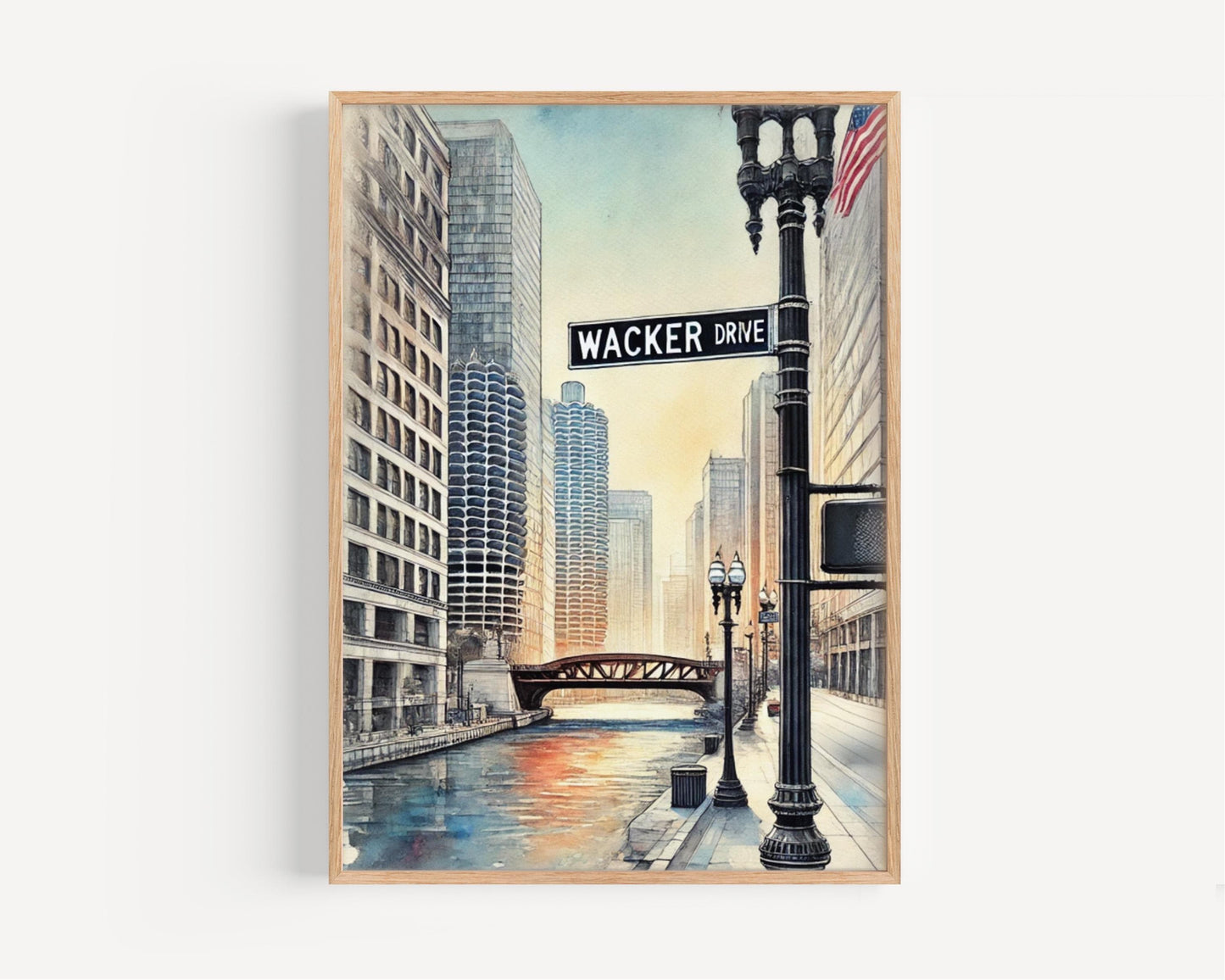 Wacker Drive Chicago Print | Urban Cityscape Fine Art Poster