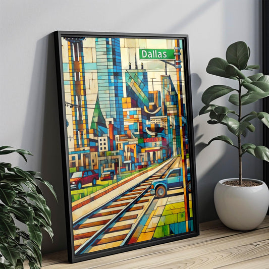 USA Wall Art Dallas Print Texas Decor Travel Poster Housewarming Gift Modern USA Home Decor