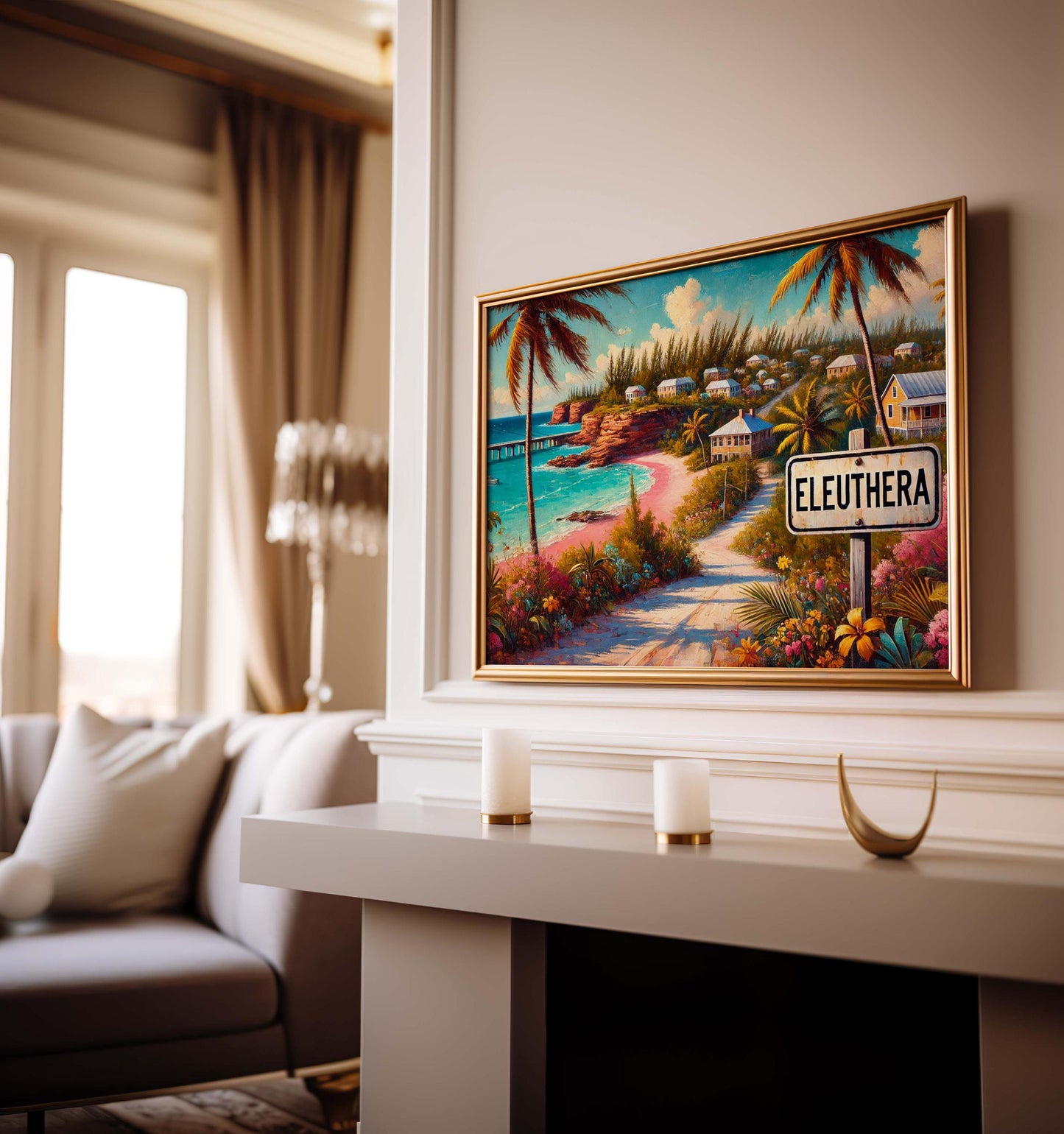 Eleuthera Bahamas Art Print: Tropical Pink Sands Beach Poster