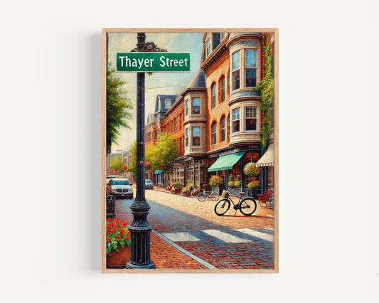 Thayer St Wall Art Providence Print, Rhode Island Travel Poster, Housewarming Gift, Thayer Street Map, Providence City Art Decor