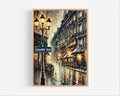 Grand Rue Oil Painting Art Print: Paris France Street Sign Travel Poster