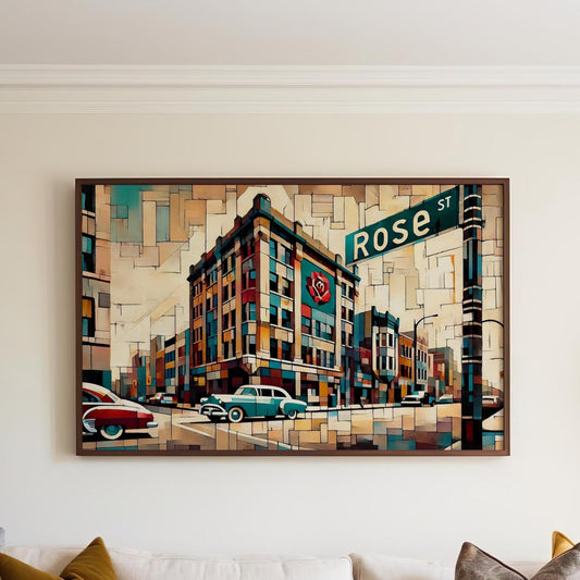 Rose Street Wall Art - Regina Travel Print, Saskatchewan Housewarming Gift, Rose St Poster, Local Canada Map Decor, Prairie City Art