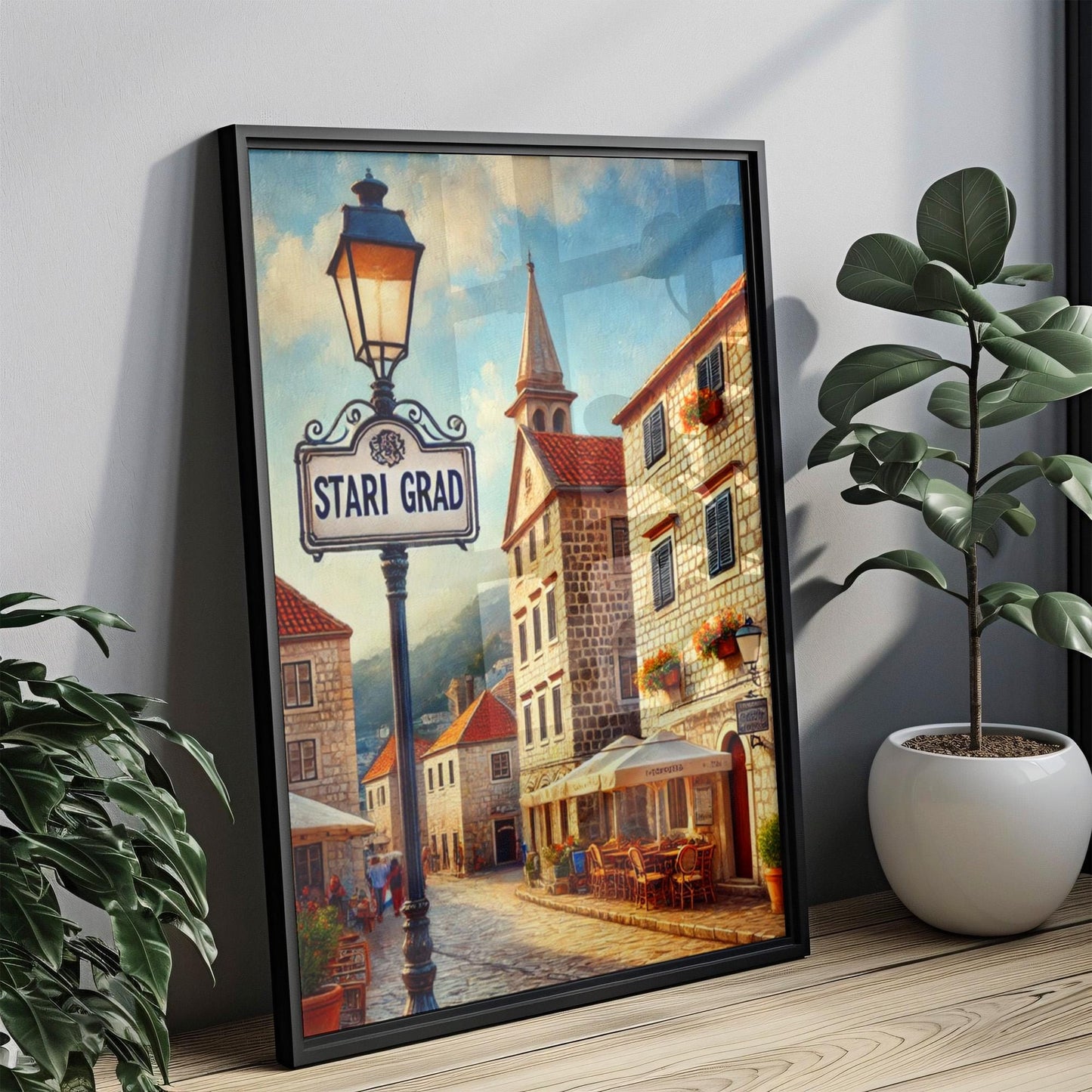 Stari Grad Wall Art Print - Kotor Travel Poster, Montenegro Souvenir, Housewarming Gift, Stari Grad Kotor Art Illustration