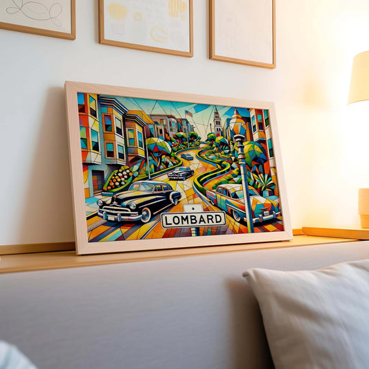 Lombard Street Wall Art - San Francisco Cubism Print, Travel Poster & Housewarming Gift, Unique Cityscape Decor